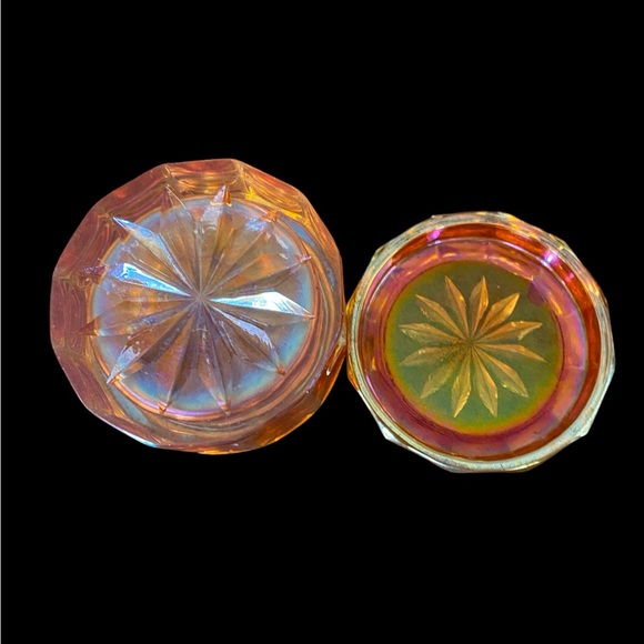 Rare Antique Josef Inwald Carnival Glass Marigold Jacobean Ranger Powder Jar - Picture 5 of 6